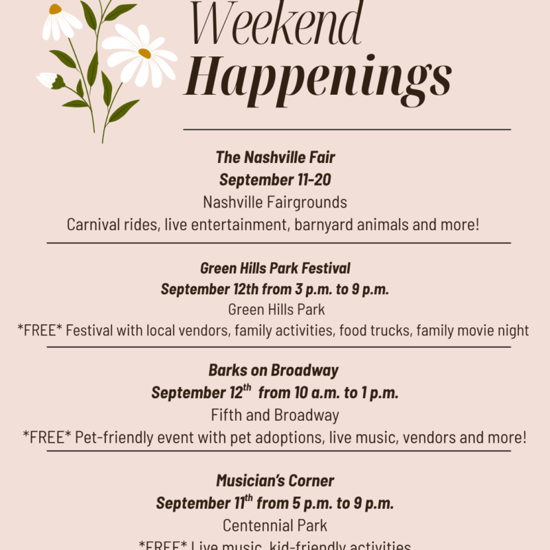 Nashville Weekend Happenings: September 11-13